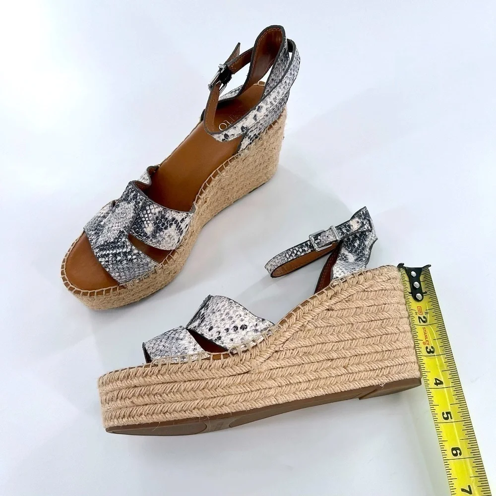FRANCO SARTO Talya Espadrille Wedge Sandal Snake print size 9.5 M
